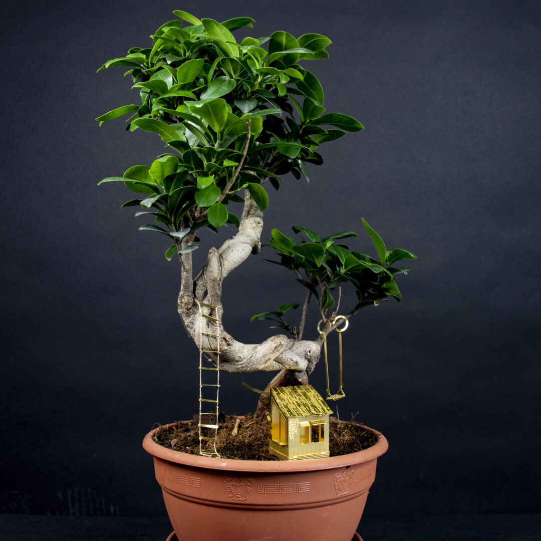 brass tiny tree house for your plants model