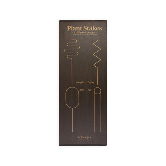 The set of 4 plant stakes is packaged in a chic box, perfect for gifting