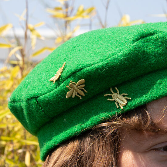 3 little bugs embroidered brooches on hat